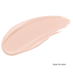 Load image into Gallery viewer, A swatch of liquid foundation in the shade Nude Porcelain, showing a smooth, glossy, light peach-beige texture on a plain white background with the shade name printed in the bottom right corner.