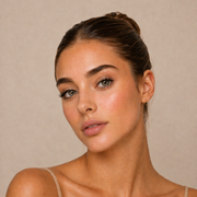 Image of a woman with Avendida Essential Mascara on a neutral background