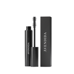 Load image into Gallery viewer, Black Avendida Essential Mascara with brush and packaging on a white background
