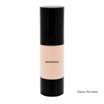Load image into Gallery viewer, A bottle of Avendida Classic Porcelain foundation with a black cap and base and a pale peach-beige center, shown on a white background with the text 'Classic Porcelain' in the bottom right corner.