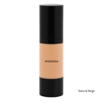 Load image into Gallery viewer, A bottle of Avendida liquid foundation in the shade Natural Beige, featuring a black cap and base with a clear center showing the beige foundation liquid. The text 'Natural Beige' is printed in the bottom right corner.