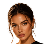 Load image into Gallery viewer, Close-up of a woman with styled hair and beautiful makeup against a white background
