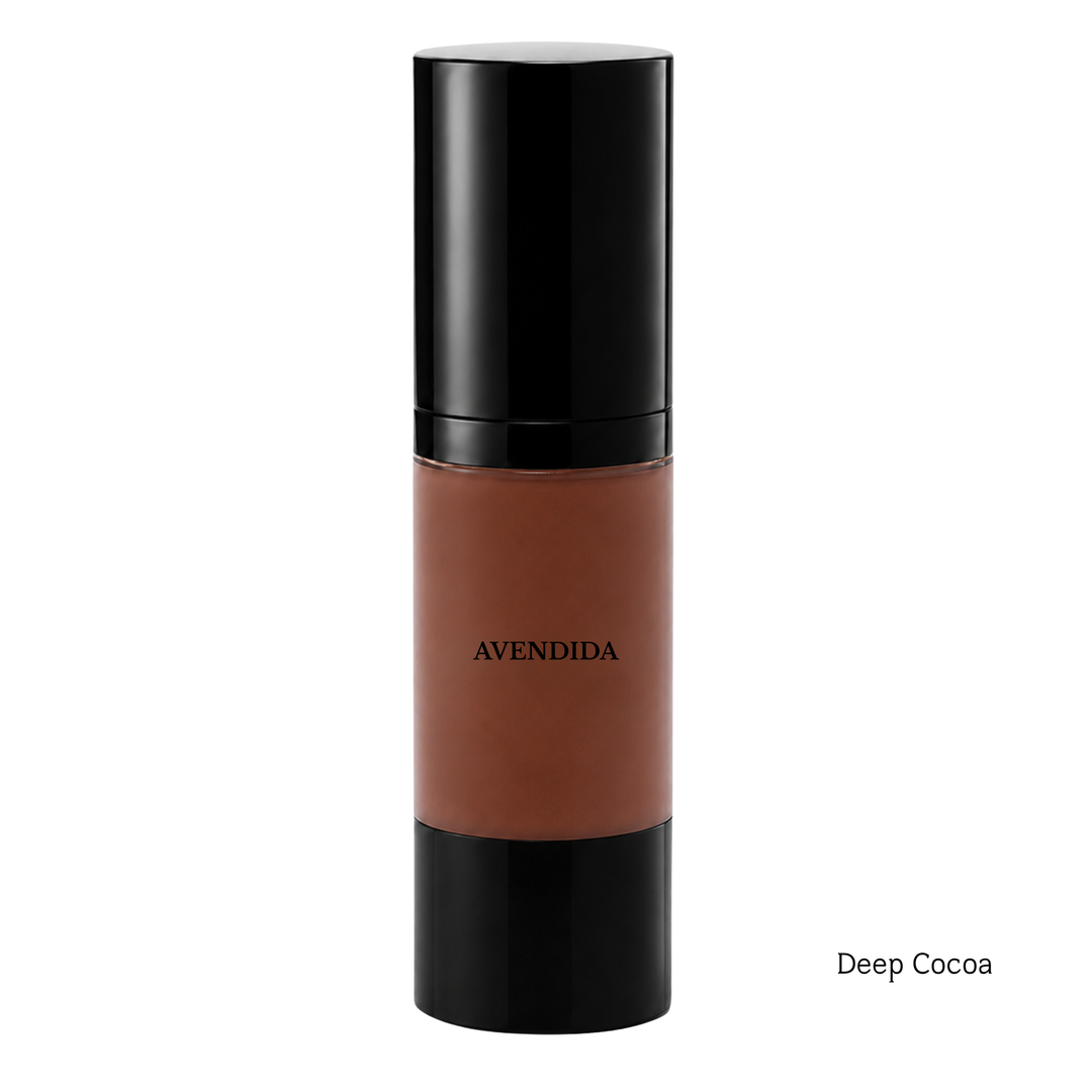 Avendida foundation bottle in Deep Cocoa on a white background