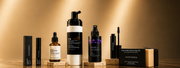 Collection of Avendida skincare products on a wooden surface with a warm brown background